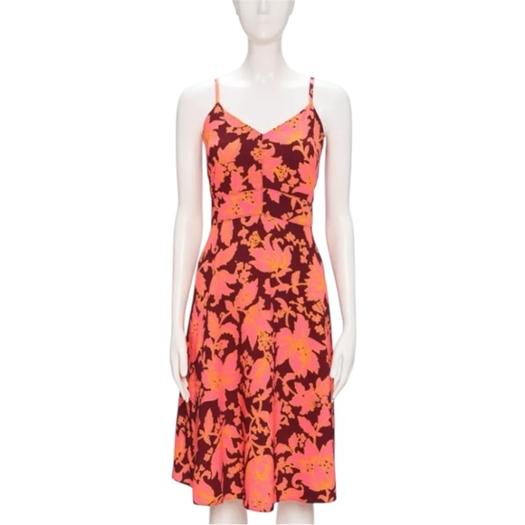 LOFT Chiffon Floral Spaghetti Strap V-Neck Midi‎ Dress Size 8 - Picture 1 of 13